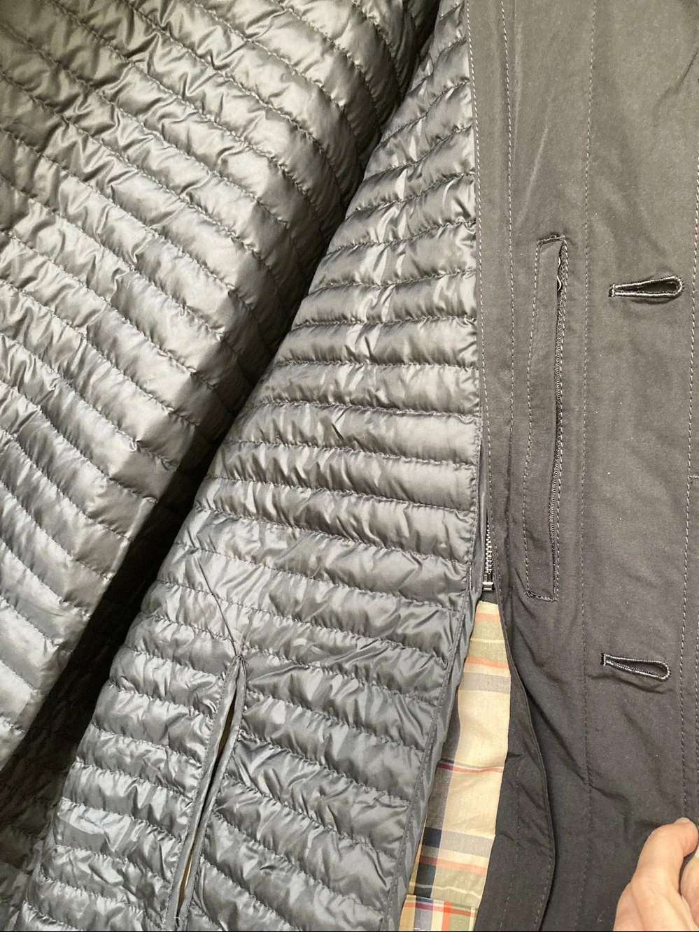 Eddie Bauer coat jacket quilted down zip out lining plaid lined sz 2xl
